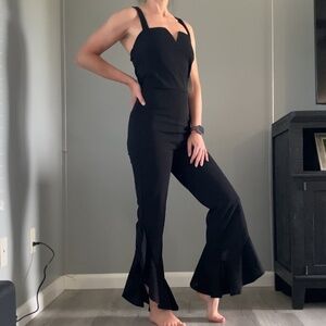 Fitted Jumpsuit with flared legs & slits